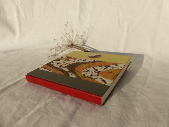 Carnet carré dos cuir rouille papier japonais