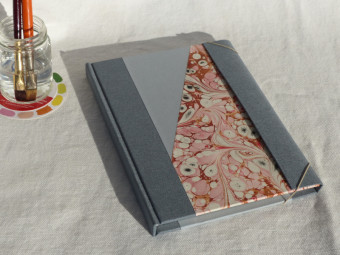 Carnet aquarelle, en toile grise, papier 300g