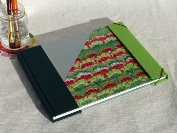 Carnet aquarelle, en toile verte, papier 300g, format paysage