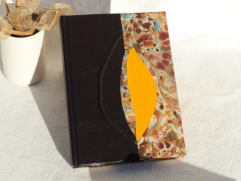 Carnet de note feuille en cuir marron