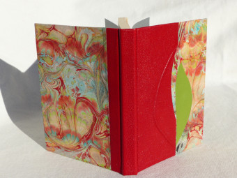 Carnet de note feuille en cuir rouge