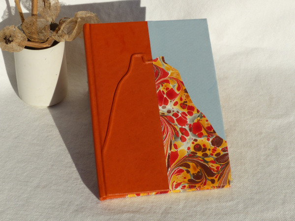 Orange leather notebook, Montségur pattern