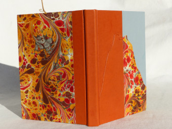 Orange leather notebook, Montségur pattern