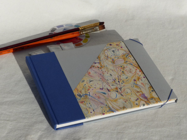 Carnet technique mixte, couverture papier bleu, papier 160g, format paysage