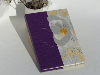 Purple leather notebook, flower pattern