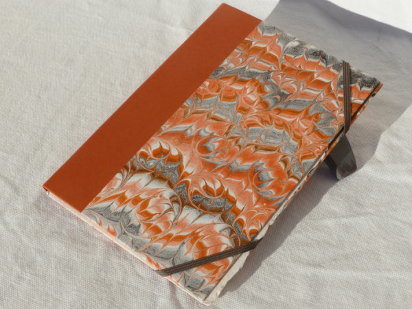 Pochette à dessin, cuir orange