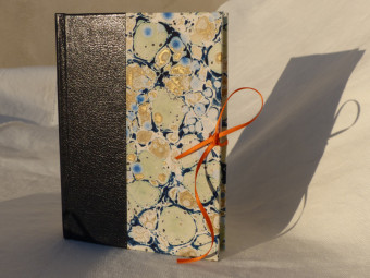 Lined notebook, lace tied, blue leather